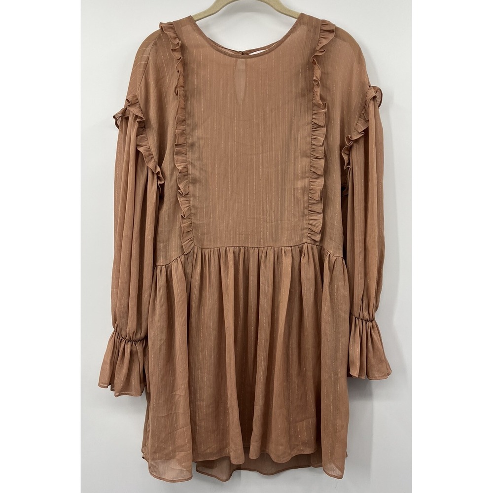 Zara Trafaluc Collection Long Sleeve Ruffle Blush Pink Mini Dress Small